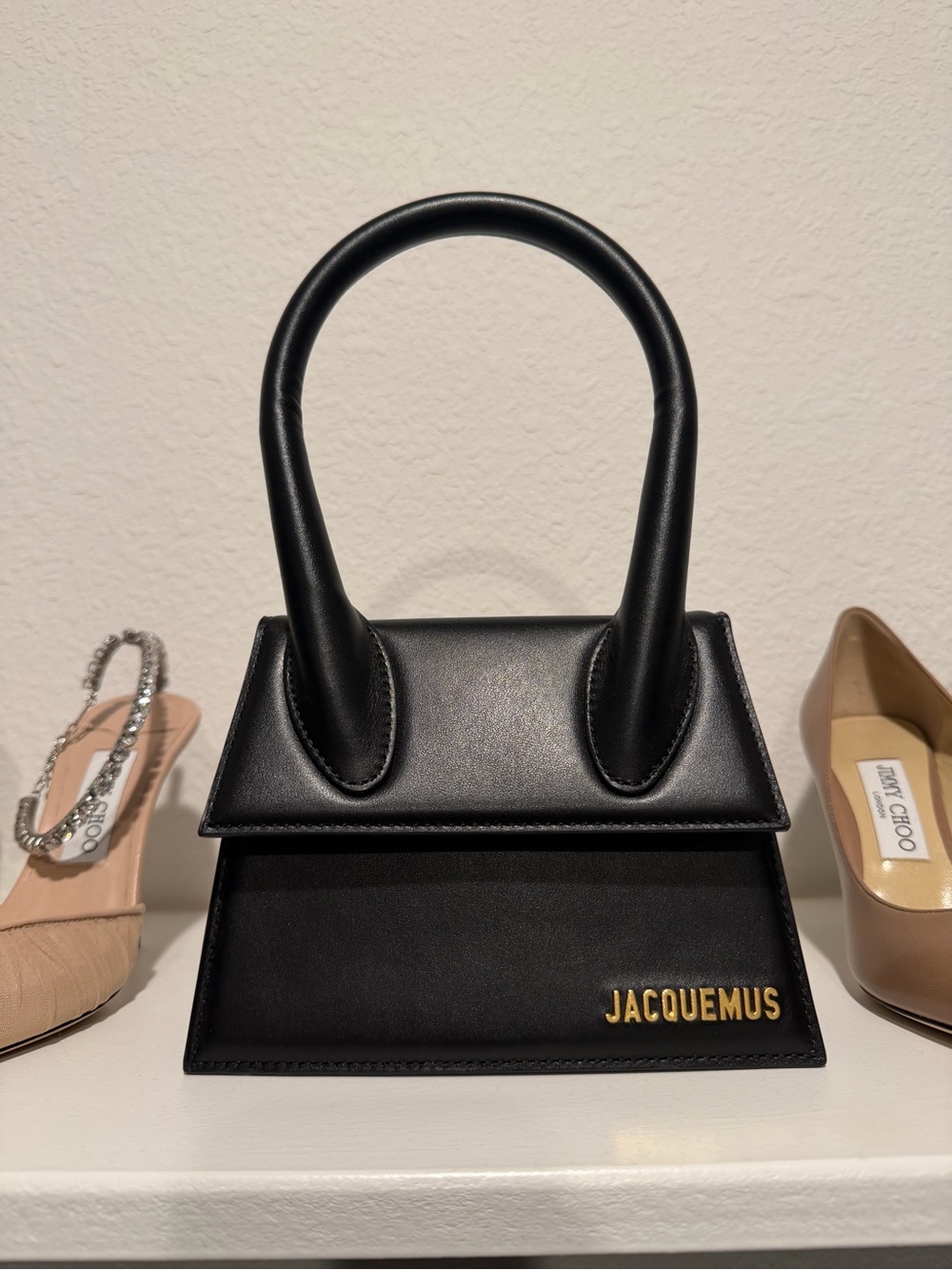 Jacquemus Black Mini Le Chiquito Top-Handle Bag with Gold Logo